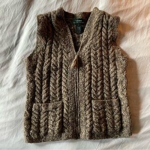 Ralph Lauren Brown Cable Knit Sweater Vest